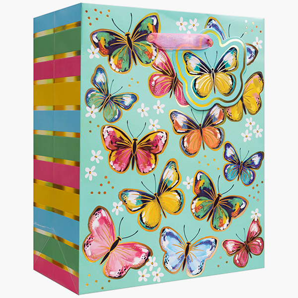 Colorful Butterflies Small Gift, 6" w x 7.5" h x 3" d, 60 pack