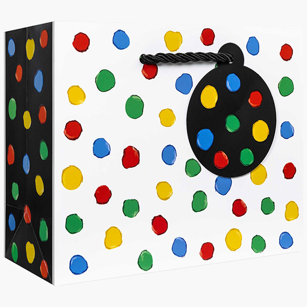 Fun Dots Small Gift Bags, 7.5" w x 6" h x 3" d, 60 pack