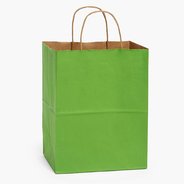 Apple Green Recycled Kraft Bags, Cub 8x4.75x10.5", 100 Pack