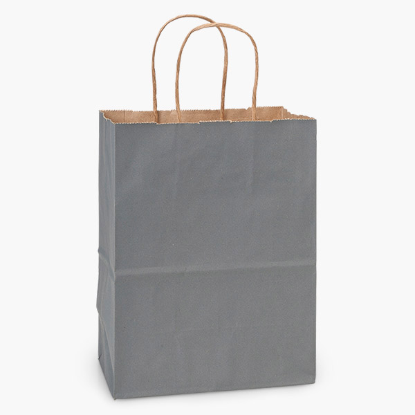 Charcoal Gray Recycled Kraft Bags, Cub 8x4.75x10.5", 100 Pack