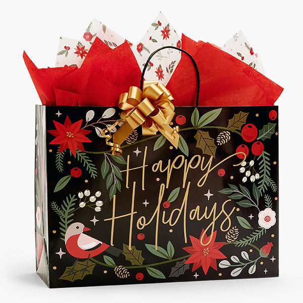 *Holiday Botanicals Paper Gift Bags Vogue 16x6x12", 200 Pack