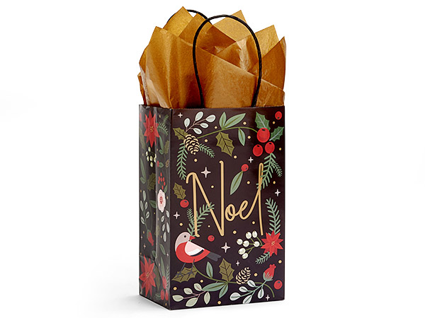 Holiday Botanicals Paper Gift Bags, Rose 5.25x3.5x8.25", 25 Pack