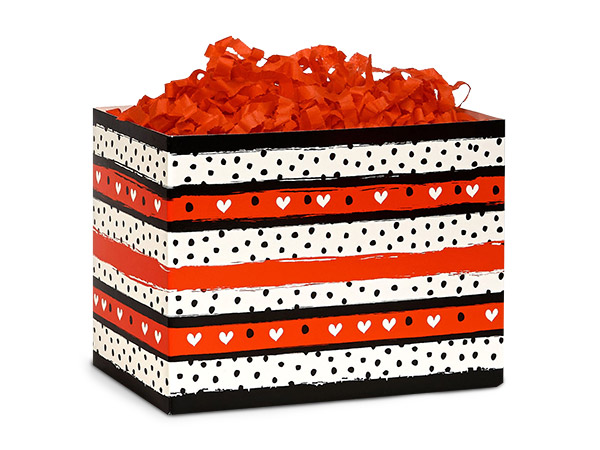 Hearts and Dots Basket Box, Small 6.75x4x5", 6 Pack