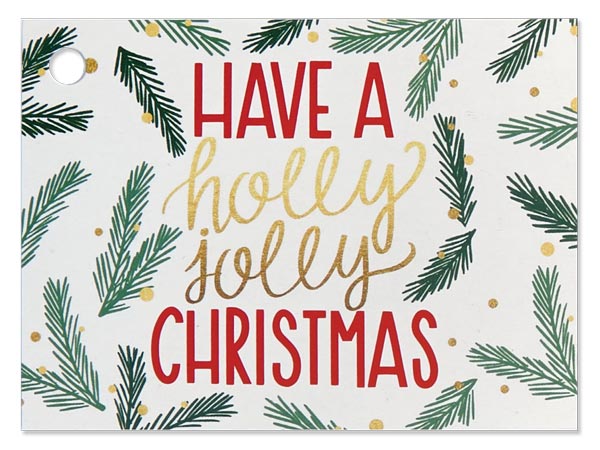 Holly Jolly Christmas Theme Card, 3.75x2.75", 6 Pack