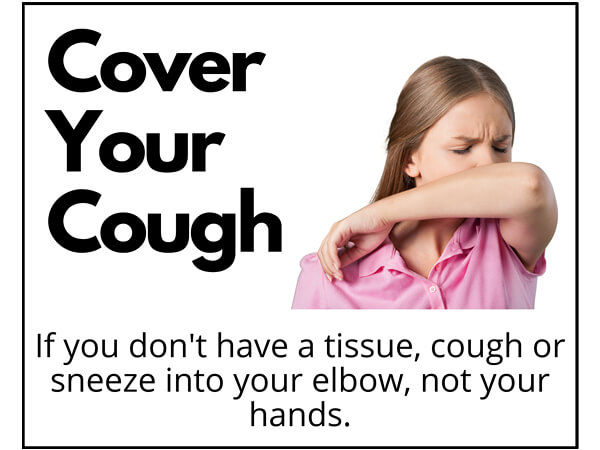 Cover Your Cough, Hygiene Vinyl Label, 5x7", 25 Pack