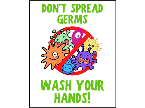 Don't Spread Germs, Hygiene Vinyl Label, 5x7", 10 Pack