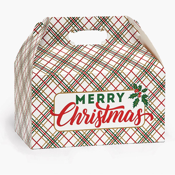 Holiday Plaid Gable Box, 9.5x5x5", 6 Pack