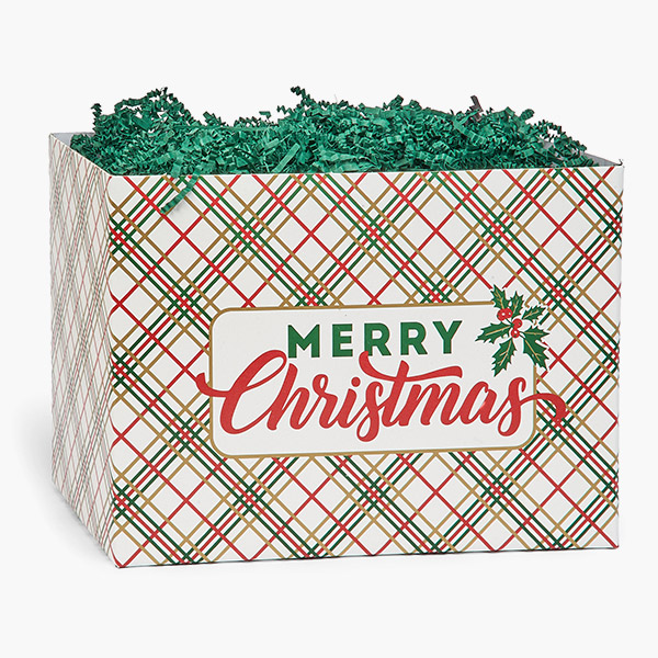 Holiday Plaid Basket Box, Large 10.25x6x7.5", 6 Pack