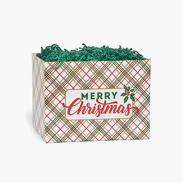 Holiday Plaid Basket Box, Small 6.75x4x5", 6 Pack
