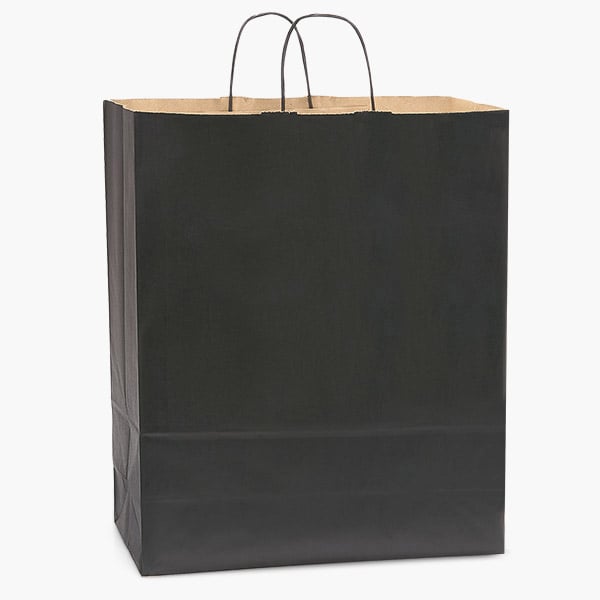 Black Recycled Kraft Bags, Queen 16x6x19.25", 100 Pack