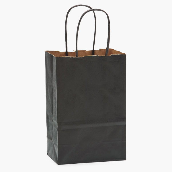 Black Recycled Kraft Bags, Rose 5.5x3.25x8.375", 100 Pack