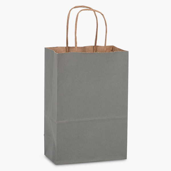 Charcoal Gray Recycled Kraft Bags, Rose 5.5x3.25x8.375", 100 Pack