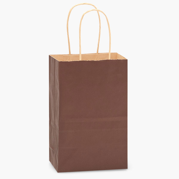 Chocolate Brown Recycled Kraft Bag, Rose 5.5x3.25x8.375", 100 Pack