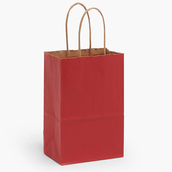 Christmas Red Recycled Kraft Bags, Rose 5.5x3.25x8.375", 100 Pack