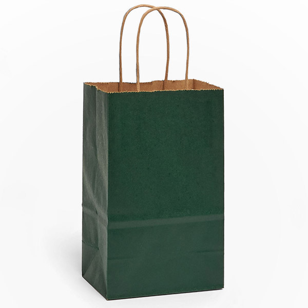 Hunter Green Recycled Kraft Bags, Rose 5.5x3.25x8.375", 100 Pack