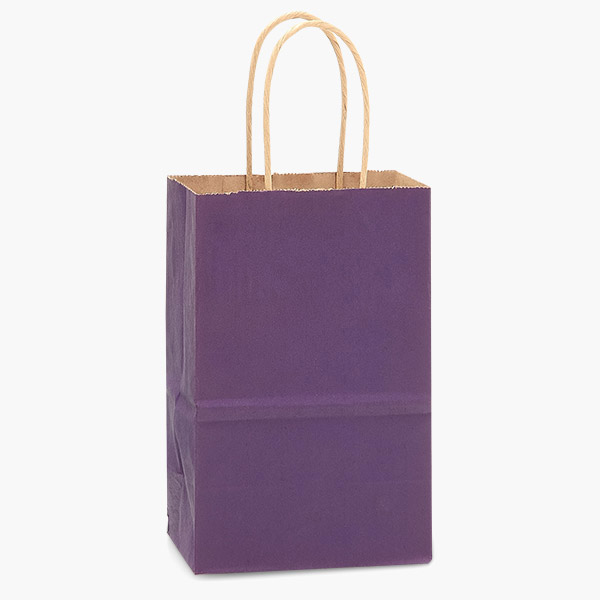 Purple Recycled Kraft Bags, Rose 5.5x3.25x8.375", 100 Pack