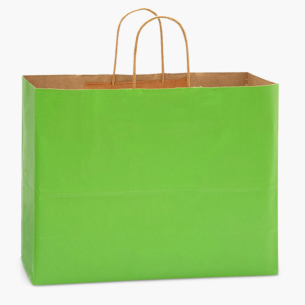 Apple Green Recycled Kraft Bags, Vogue 16x6x12", 100 Pack