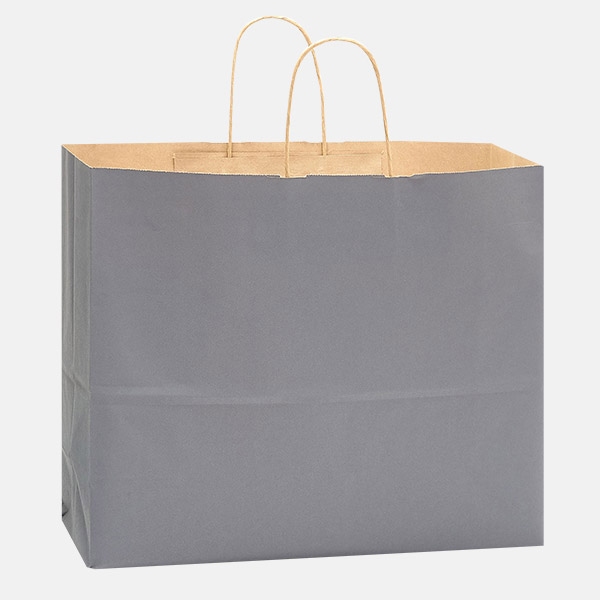 Charcoal Gray Recycled Kraft Bags, Vogue 16x6x12", 100 Pack