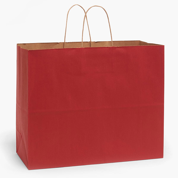 Christmas Red Recycled Kraft Bags, Vogue 16x6x12", 100 Pack