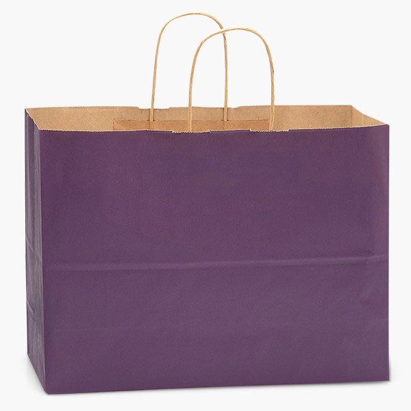 Purple Recycled Kraft Bags, Vogue 16x6x12", 100 Pack