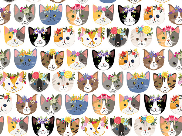 Kitty Cats Wrapping Paper, 30"x417', Half Ream Roll