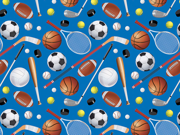 Sports Wrapping Paper, 24"x417', Half Ream Roll