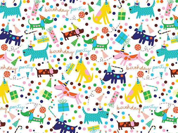 Barkday Wrapping Paper, 30"x417', Half Ream Roll