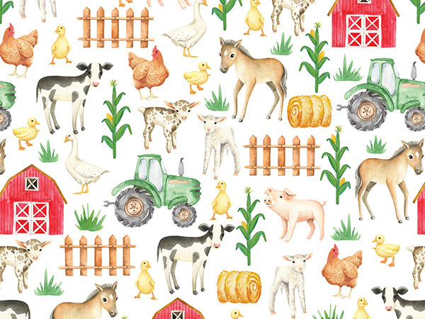 On the Farm Wrapping Paper, 24"x833', Full Ream Roll