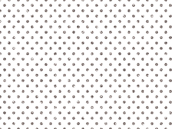 Silver Dots on White Gift Wrap, 30"x833', Full Ream Roll