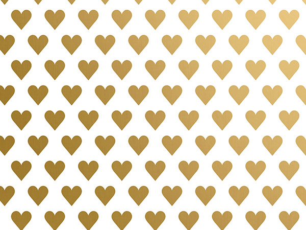 Golden Hearts Gift Wrap, 24"x417', Half Ream Roll