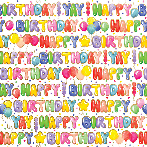 Balloon Letters Wrapping Paper, 30"x417', Half Ream Roll
