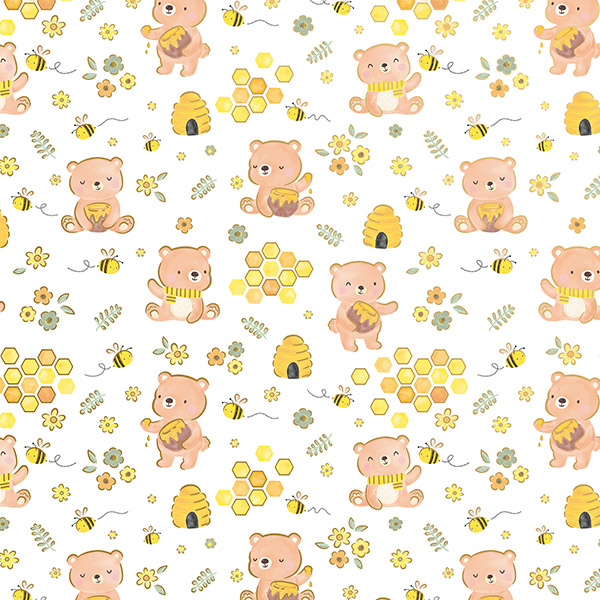 Honey Bears Wrapping Paper, 24"x833', Full Ream Roll