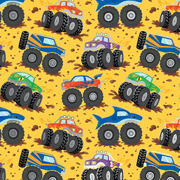 Monster Trucks Wrapping Paper, 30"x208', Quarter Ream Roll