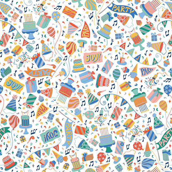 Let's Party Wrapping Paper, 30"x208', Quarter Ream Roll