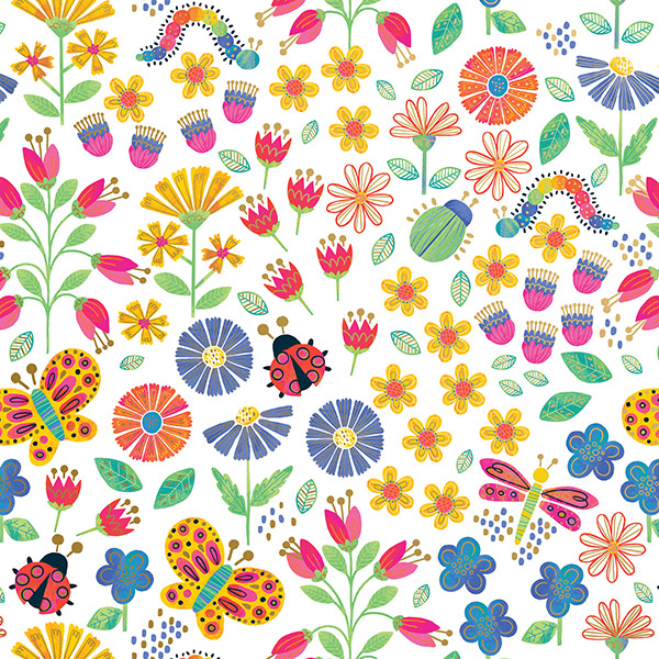 Blooms & Bugs Wrapping Paper, 24"x417', Half Ream Roll