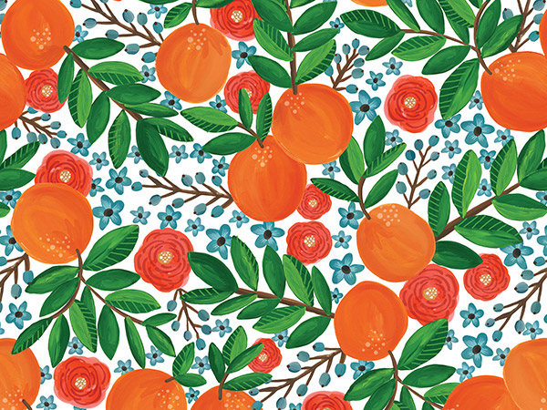 Mandarin Grove Gift Wrap, 30"x833', Full Ream Roll