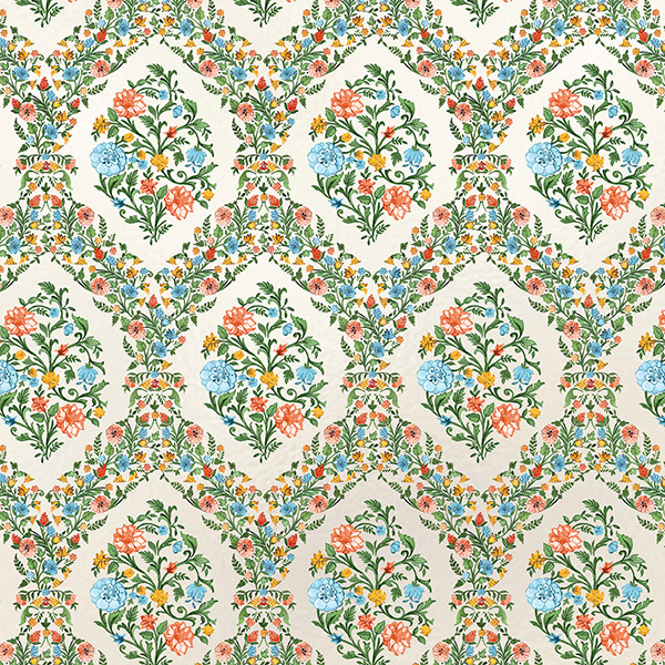 Floral Damask Pearl Wrapping Paper, 24"x417', Half Ream Roll