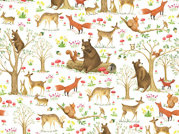 Fairytale Forest Gift Wrap, 24"x833', Full Ream Roll