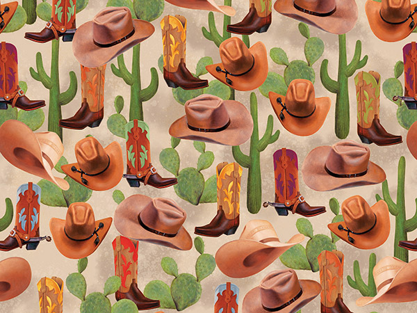 Cowboy Wrapping Paper, 24"x417', Half Ream Roll