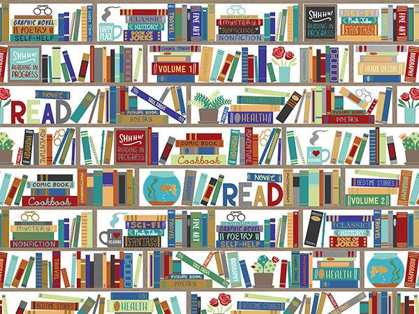 Books Wrapping Paper, 24"x417', Half Ream Roll