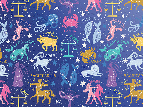 Astrology Wrapping Paper, 24"x417', Half Ream Roll
