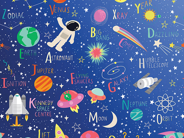 Outer Space Wrapping Paper, 24"x208', Quarter Ream Roll