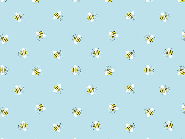 Honey Bees Wrapping Paper, 24"x417', Half Ream Roll