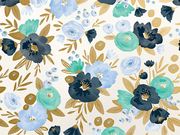 Fresh Flowers Wrapping Paper, 30"x417', Half Ream Roll