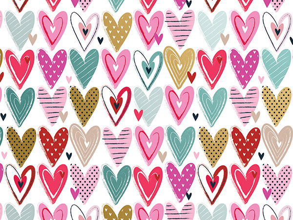 Pretty Hearts Wrapping Paper, 24"x833', Full Ream Roll