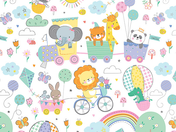 Animal Adventures Wrapping Paper, 30"x208', Quarter Ream Roll