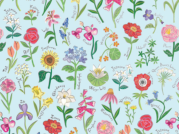 Garden Botanicals Wrapping Paper, 24"x833', Full Ream Roll