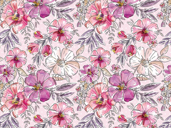 Fabulous Floral Wrapping Paper, 30"x417', Half Ream Roll