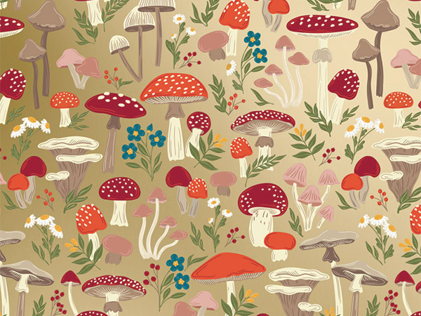 Mushroom Forest Wrapping Paper, 30"x833', Full Ream Roll