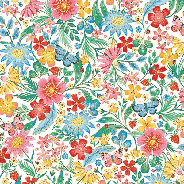 Happy Wildflowers Wrapping Paper, 30"x417', Half Ream Roll